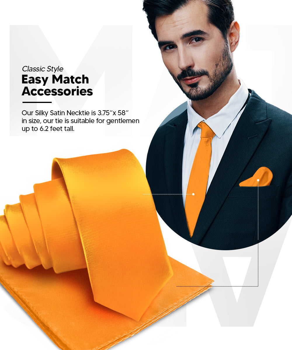 Vittorio Farina Men's Satin Necktie &amp; Pocket Square