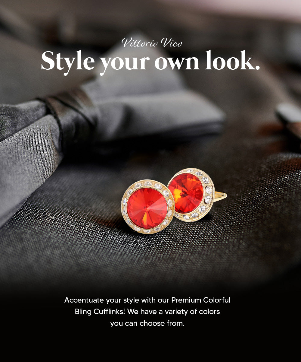 Vittorio Vico Large Bling Colorstone Cufflinks: CL15XX Series