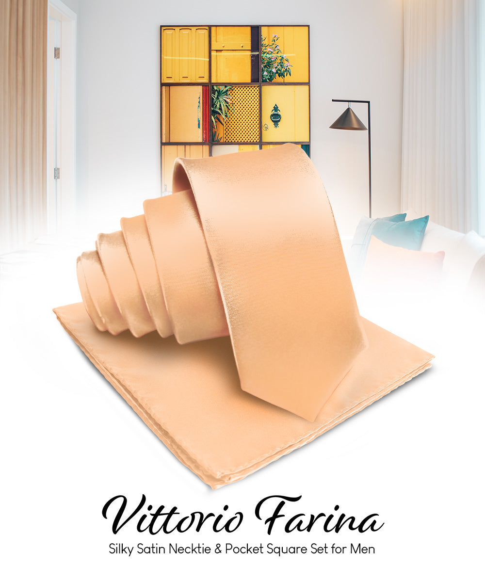 Vittorio Farina Men's Satin Necktie &amp; Pocket Square
