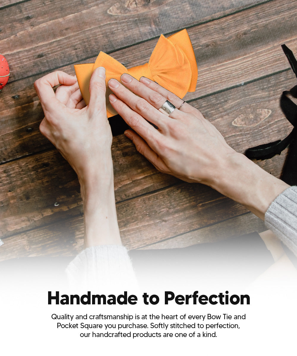 Vittorio Farina Men's XL Solid Satin Bow Tie &amp; Pocket Square in Gift Box