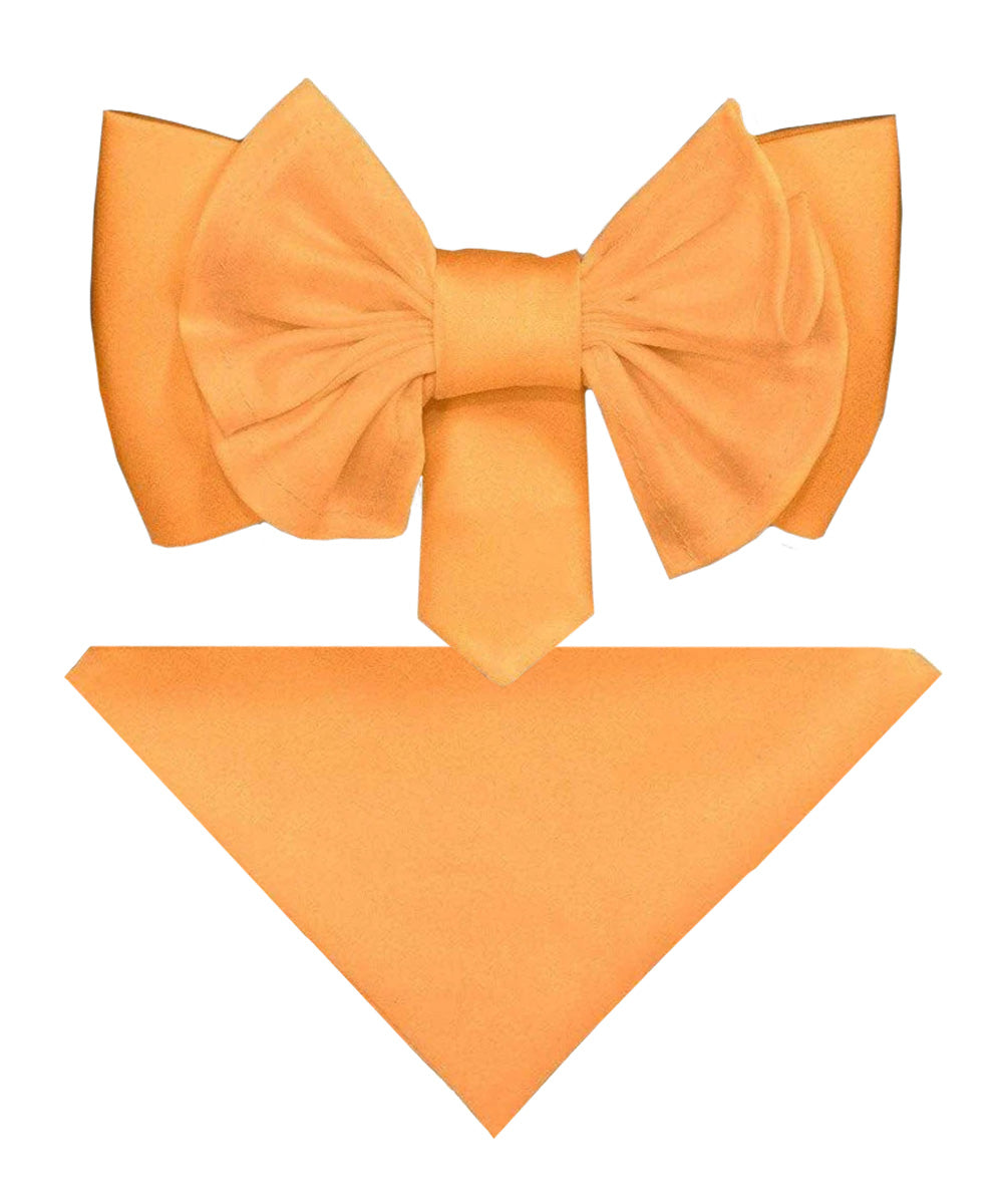 Vittorio Farina Men's XL Solid Satin Bow Tie &amp; Pocket Square in Gift Box