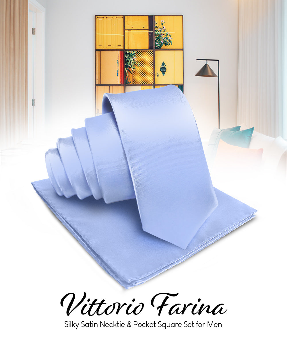 Vittorio Farina Men's Satin Necktie &amp; Pocket Square