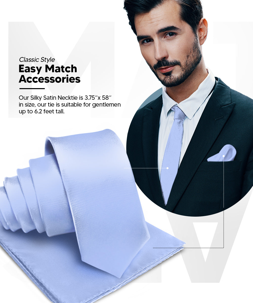 Vittorio Farina Men's Satin Necktie &amp; Pocket Square