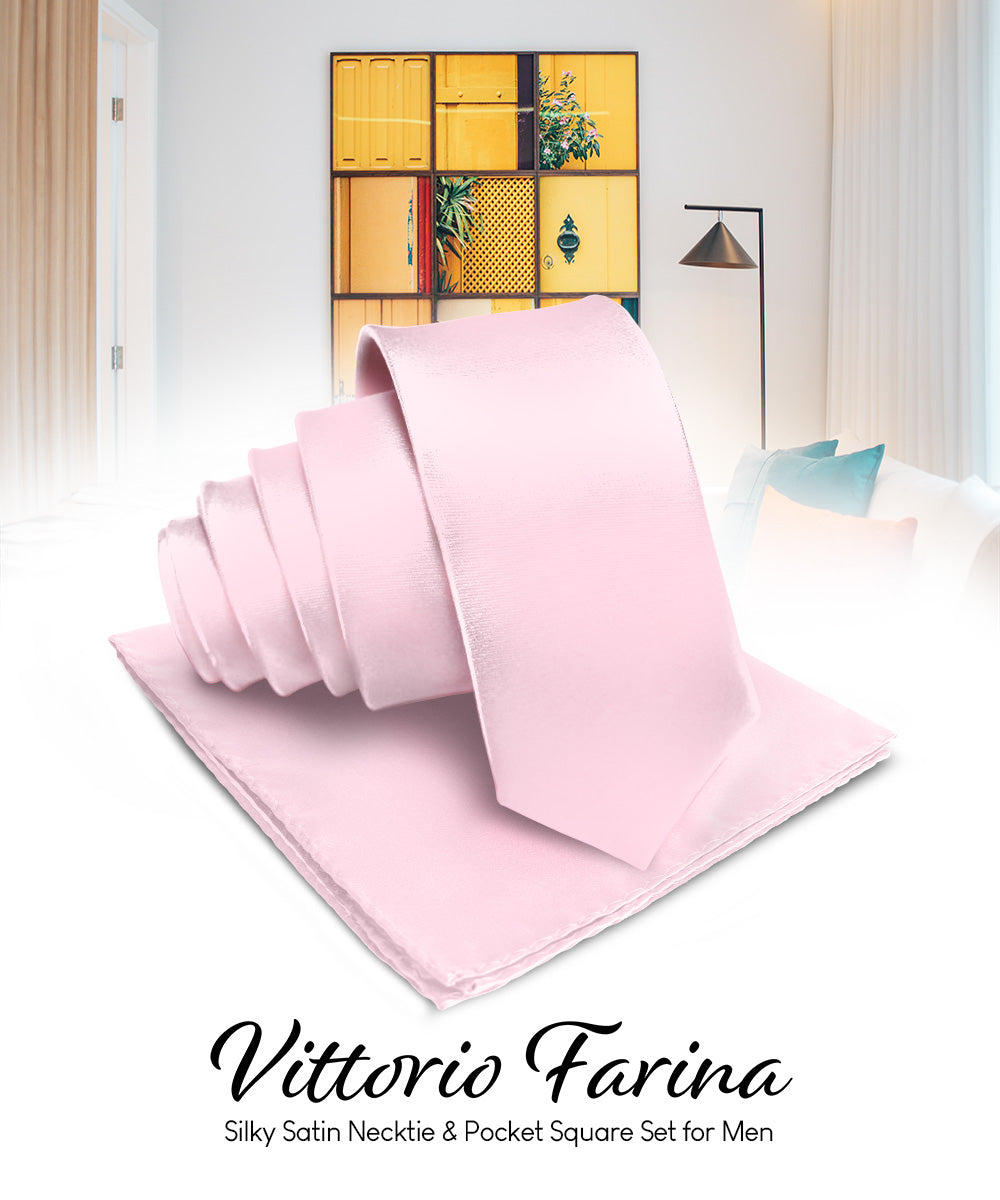 Vittorio Farina Men's Satin Necktie &amp; Pocket Square