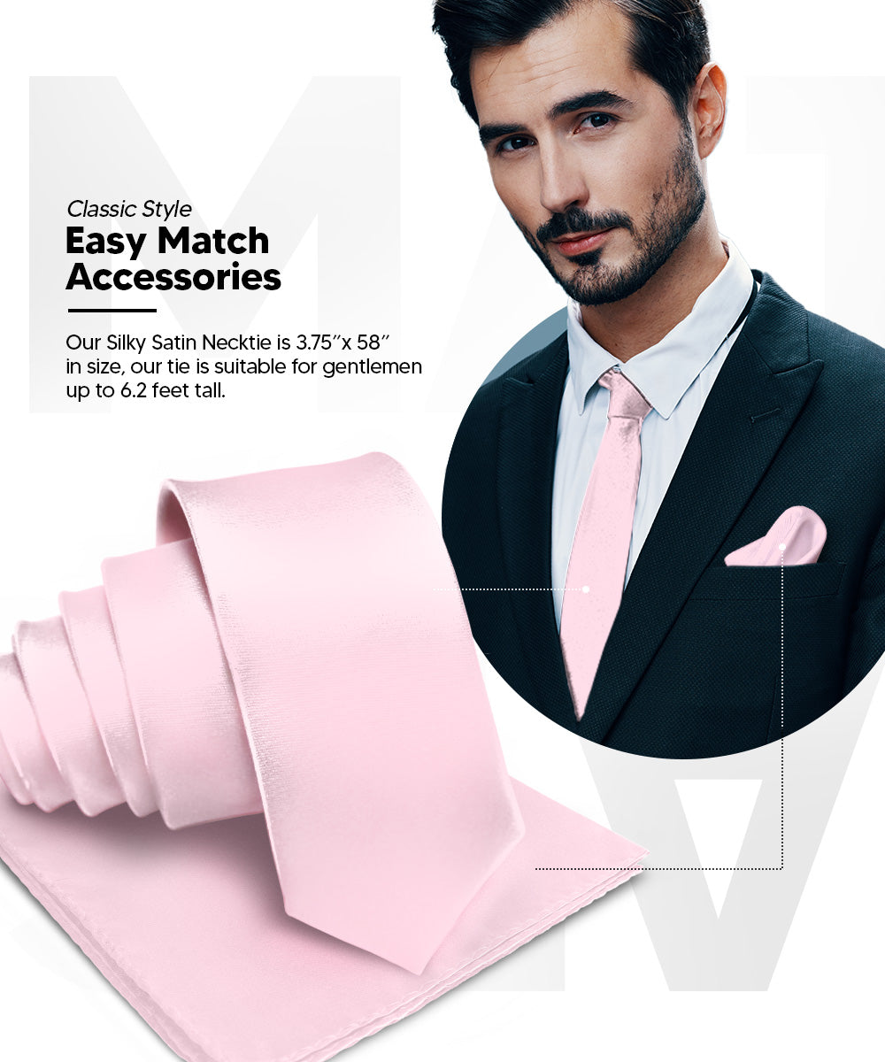 Vittorio Farina Men's Satin Necktie &amp; Pocket Square