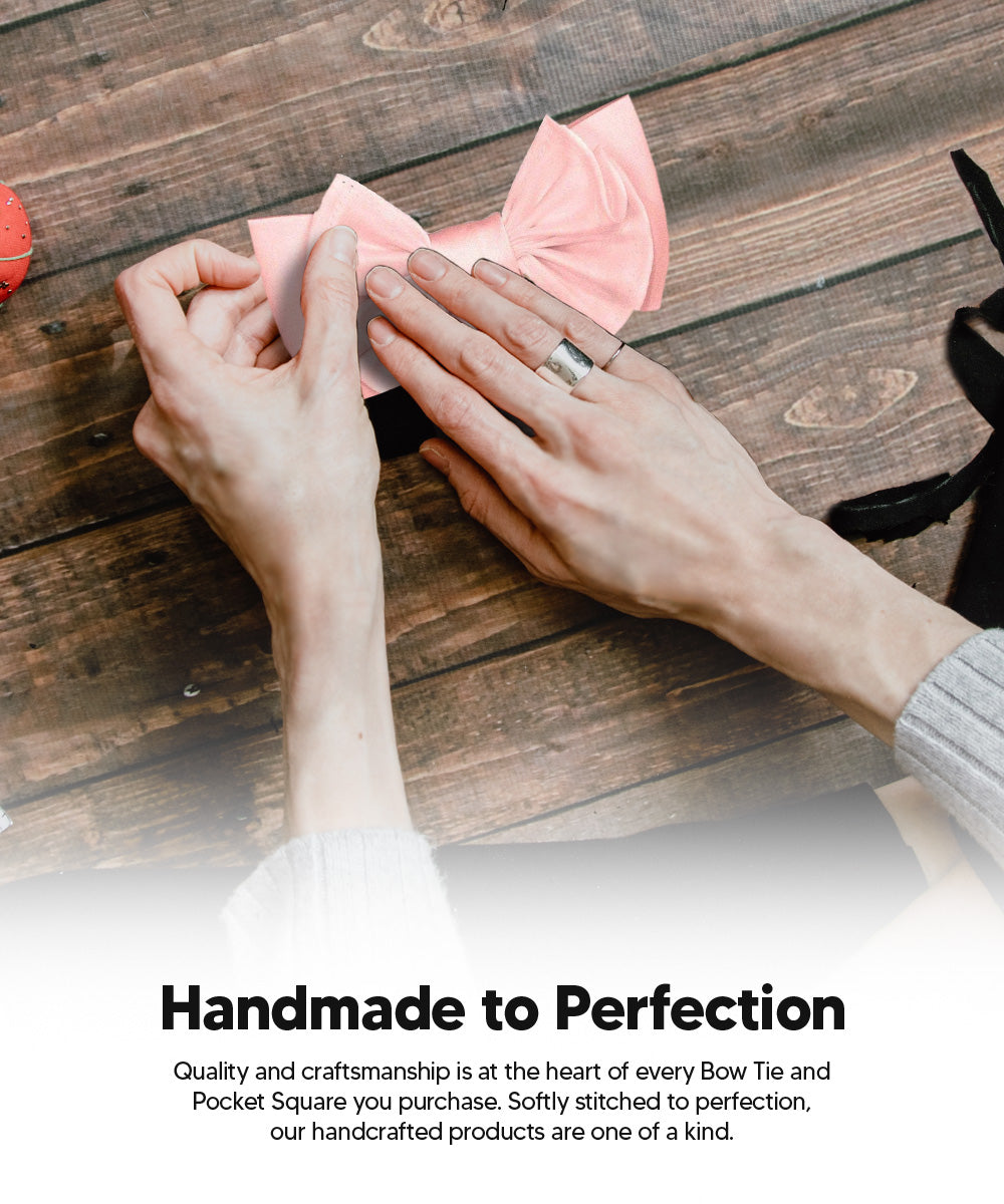 Vittorio Farina Men's XL Solid Satin Bow Tie &amp; Pocket Square in Gift Box