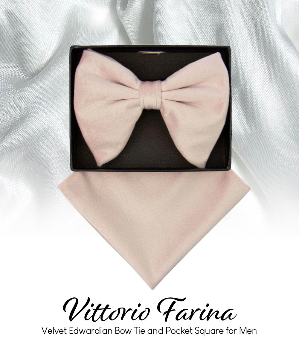 Vittorio Farina Men's Velvet Teardrop Bow Tie &amp; Pocket Square in Gift Box
