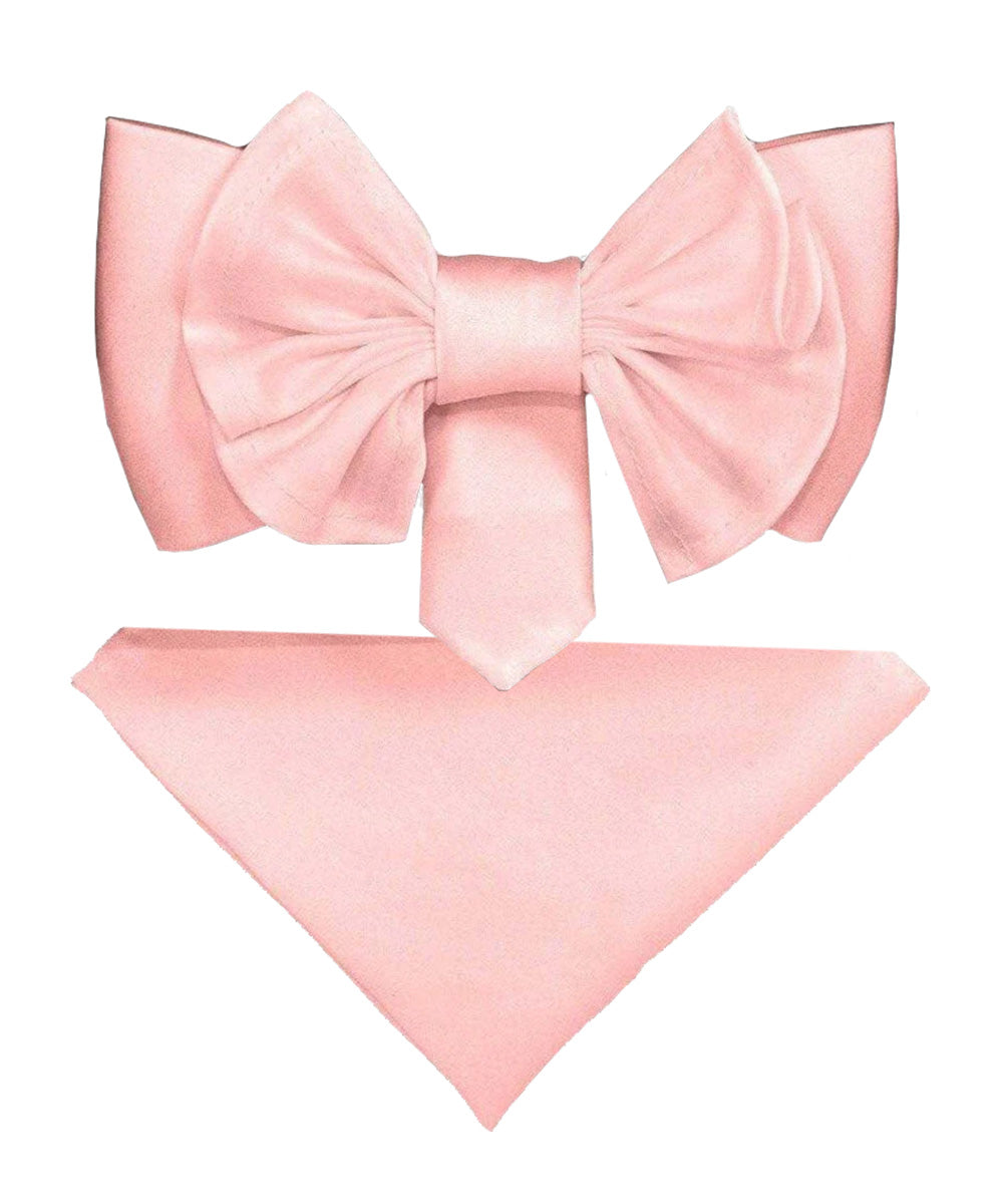 Vittorio Farina Men's XL Solid Satin Bow Tie &amp; Pocket Square in Gift Box