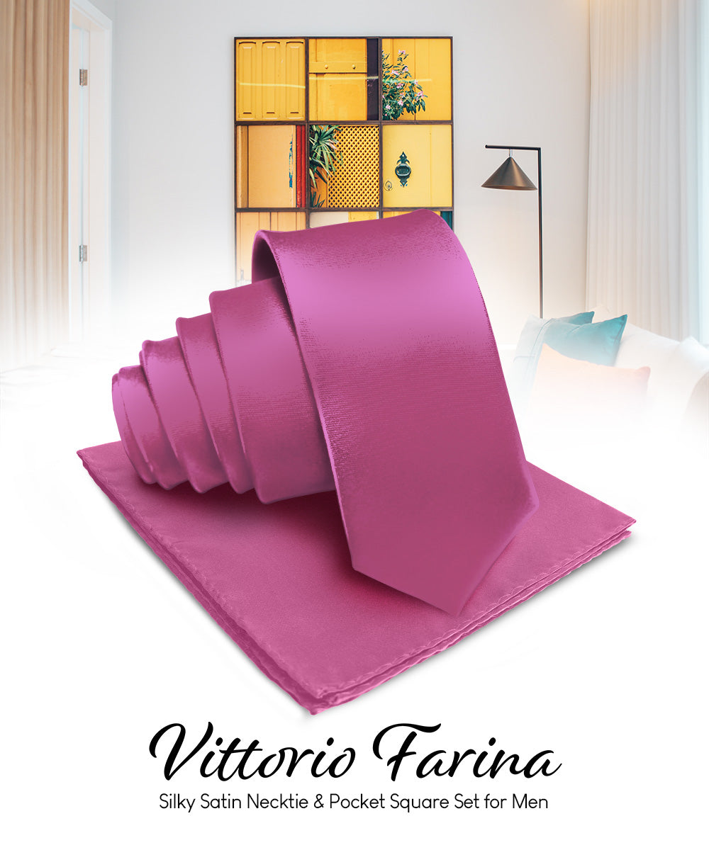 Vittorio Farina Men's Satin Necktie &amp; Pocket Square