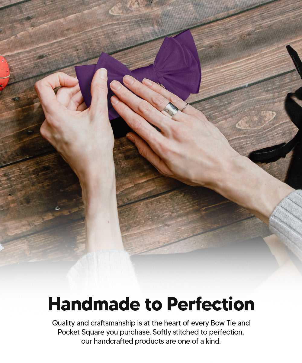 Vittorio Farina Men's XL Solid Satin Bow Tie &amp; Pocket Square in Gift Box