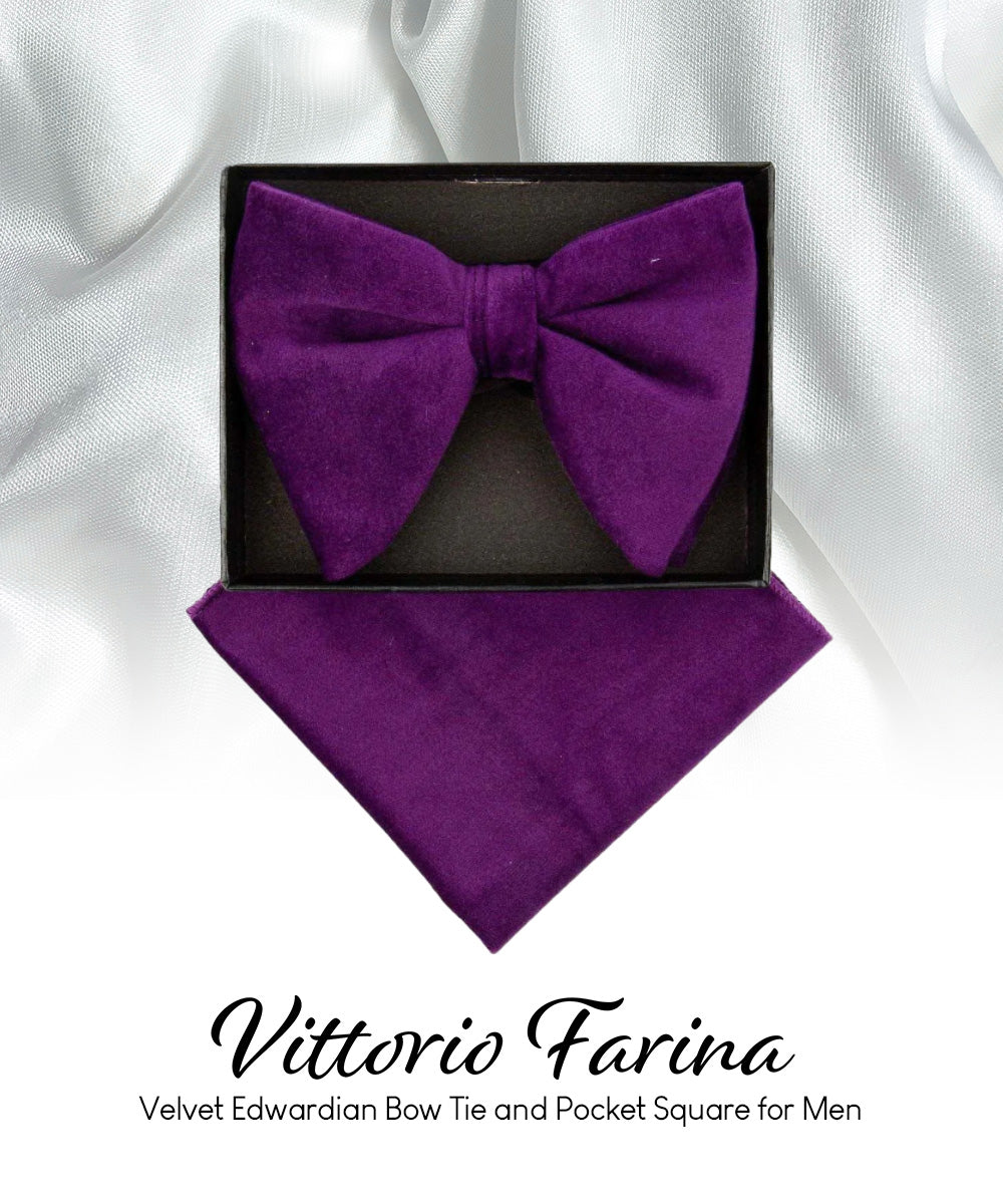 Vittorio Farina Men's Velvet Teardrop Bow Tie &amp; Pocket Square in Gift Box
