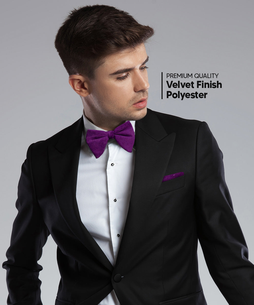 Vittorio Farina Men's Velvet Teardrop Bow Tie &amp; Pocket Square in Gift Box