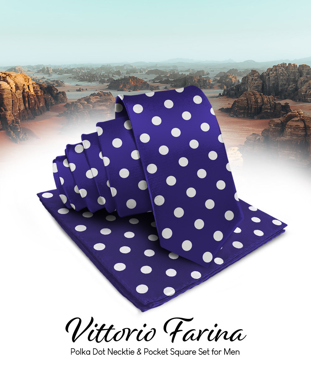 Vittorio Farina Men's Polka Dot Satin Necktie &amp; Pocket Square
