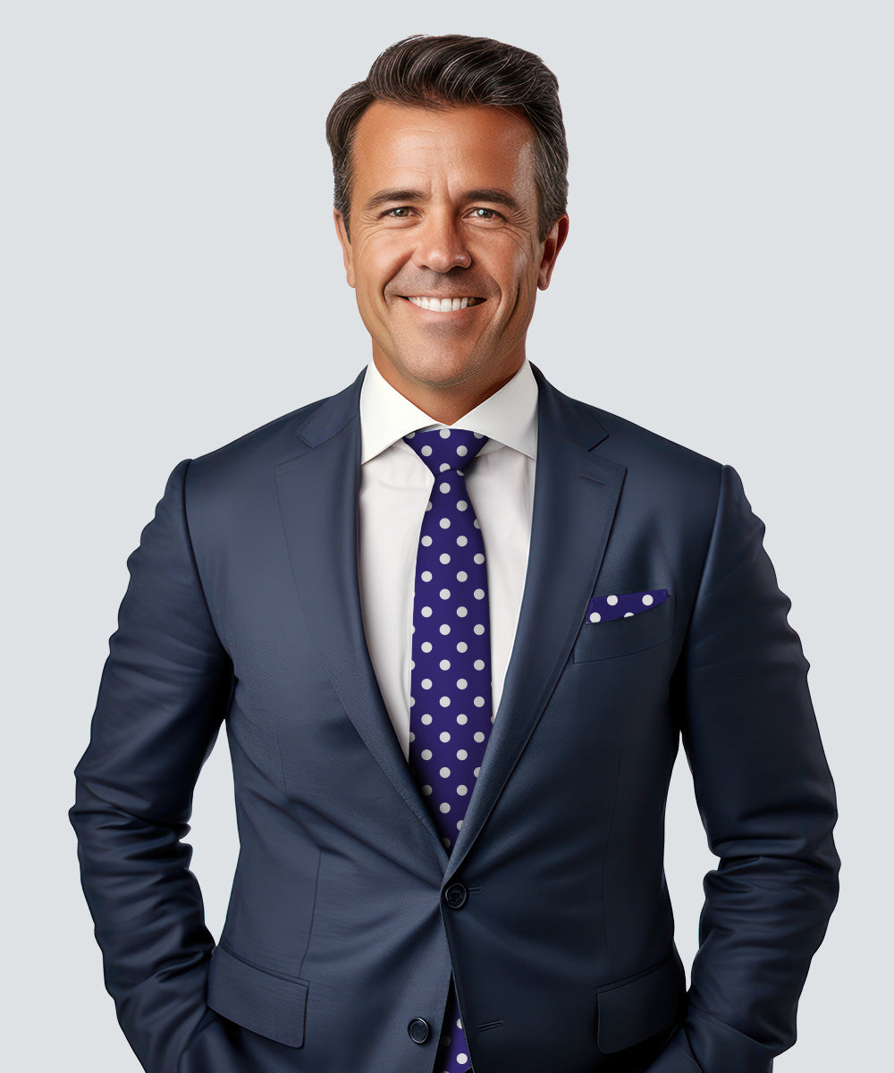 Vittorio Farina Men's Polka Dot Satin Necktie &amp; Pocket Square