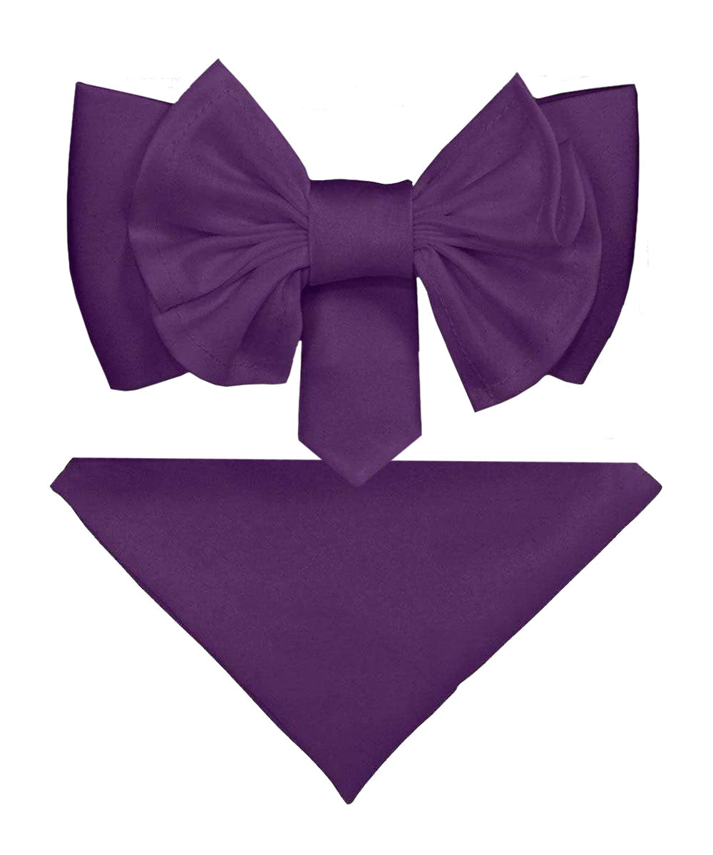 Vittorio Farina Men's XL Solid Satin Bow Tie &amp; Pocket Square in Gift Box
