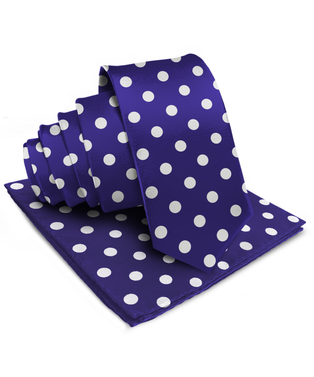 Vittorio Farina Men's Polka Dot Satin Necktie &amp; Pocket Square