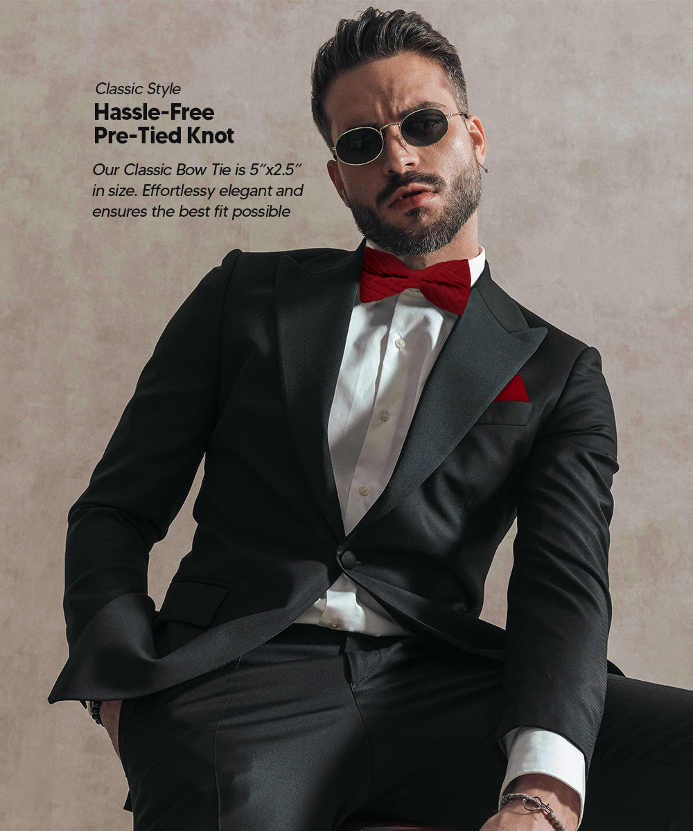 Vittorio Farina Pleated Bow Tie &amp; Pocket Square - rbh - 04 - Classy Cufflinks