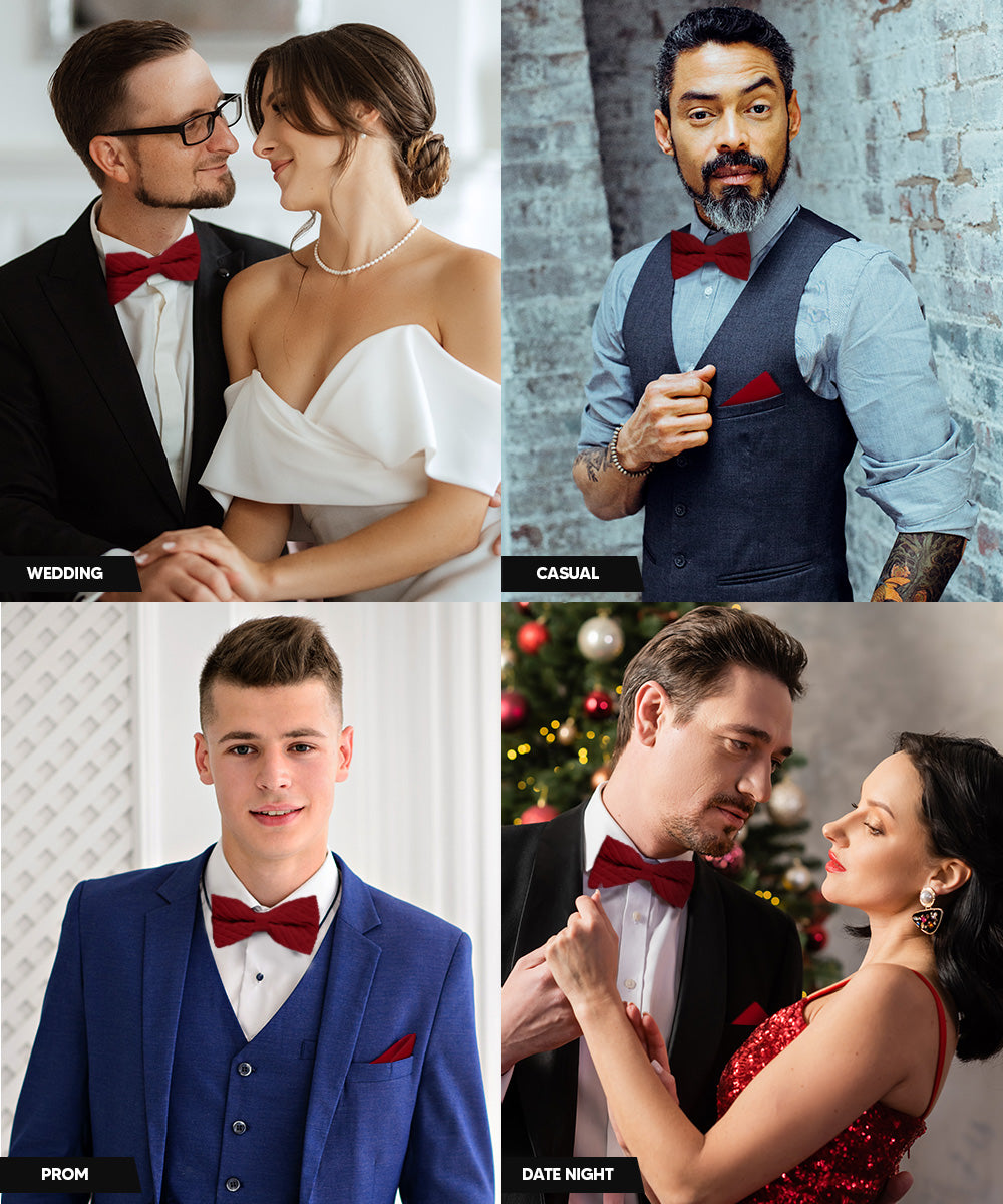 Vittorio Farina Pleated Bow Tie &amp; Pocket Square - rbh - 04 - Classy Cufflinks