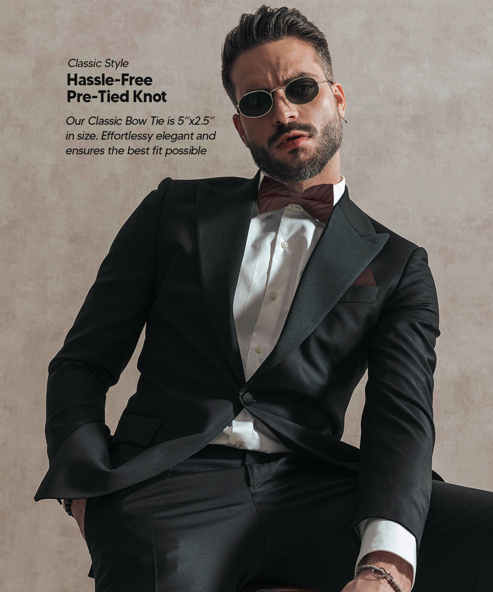 Vittorio Farina Pleated Bow Tie &amp; Pocket Square - rbh - 08 - Classy Cufflinks