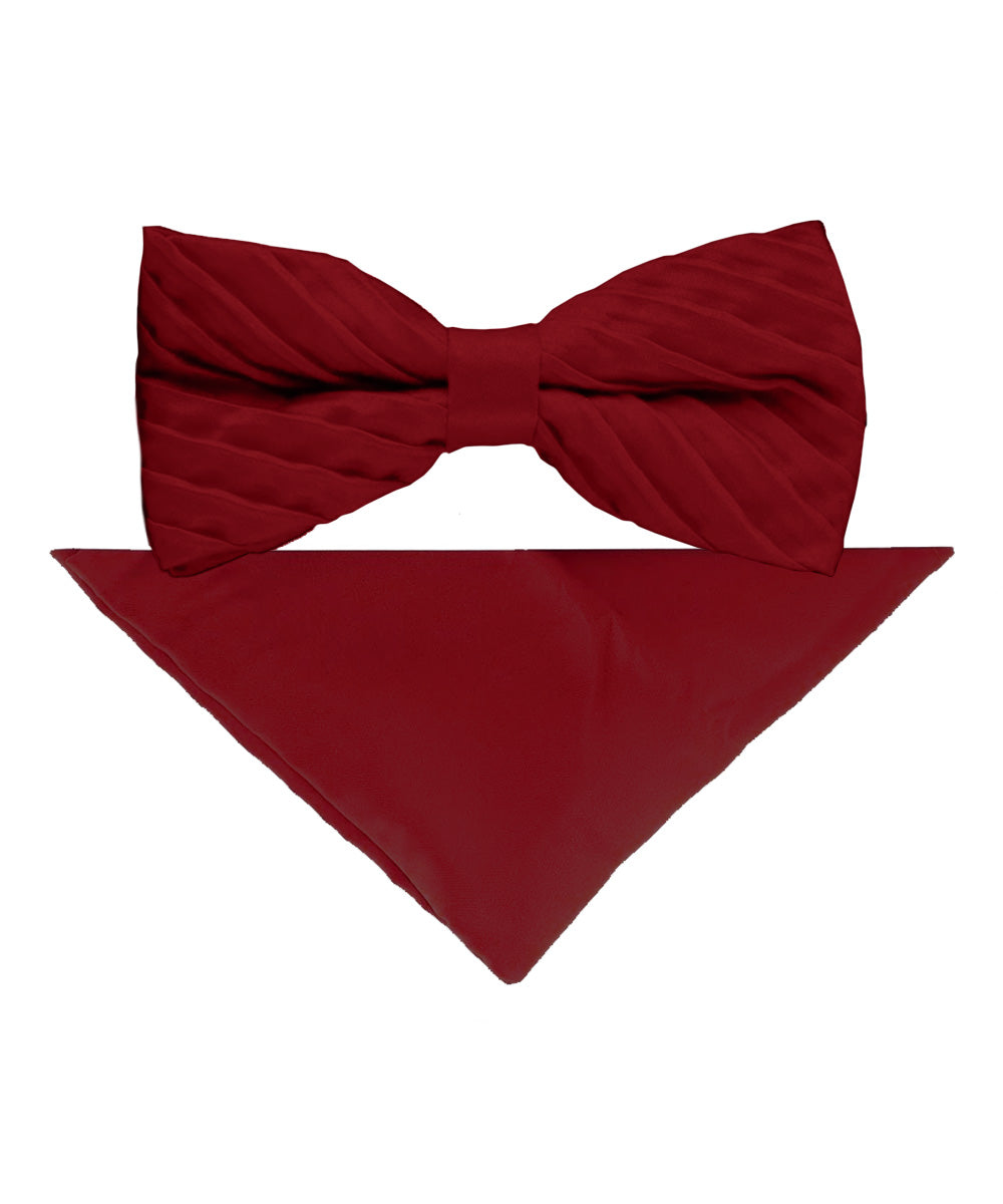 Vittorio Farina Men's Pleated Satin Bow Tie &amp; Pocket Square in Gift Box
