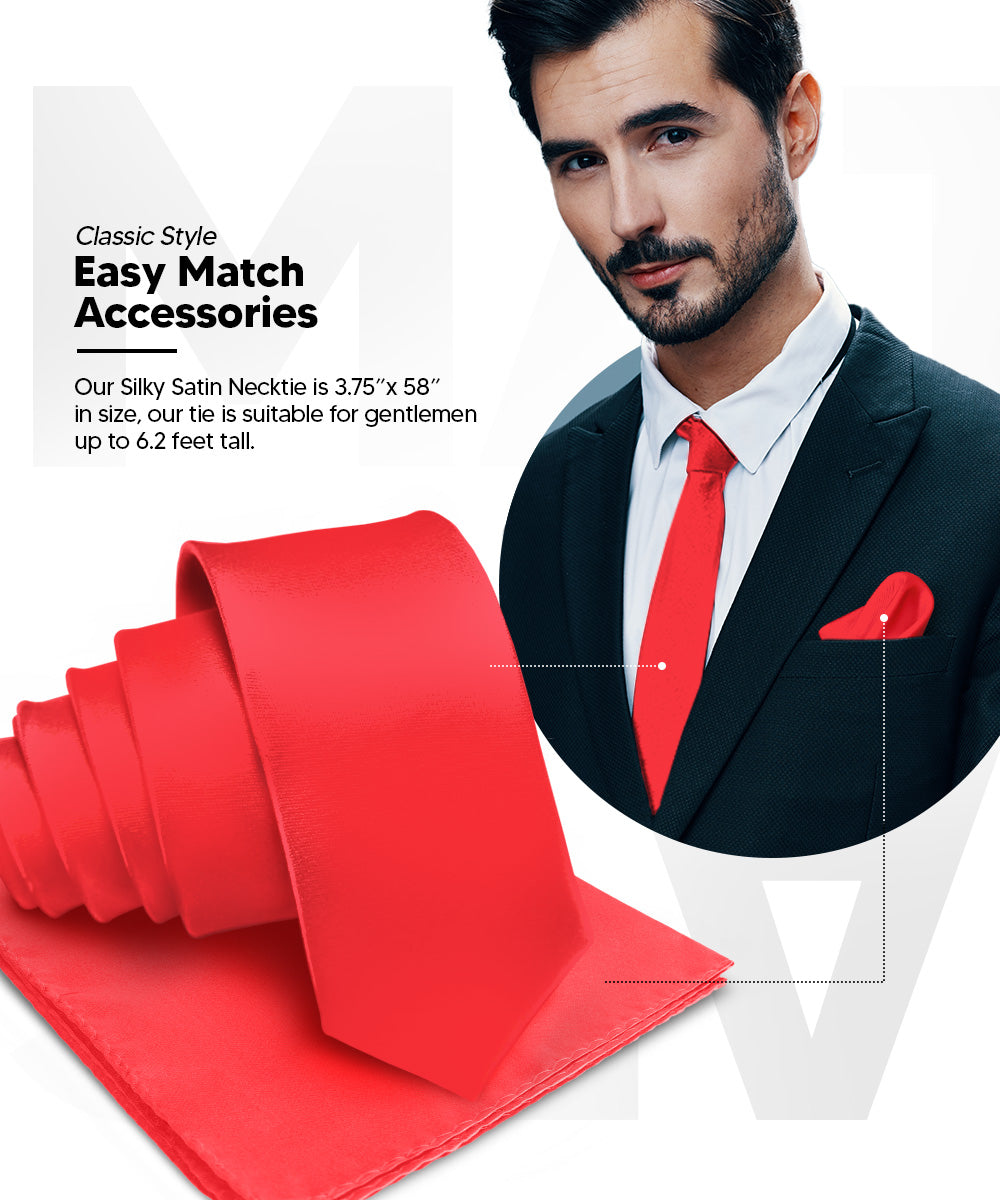 Vittorio Farina Men's Satin Necktie &amp; Pocket Square