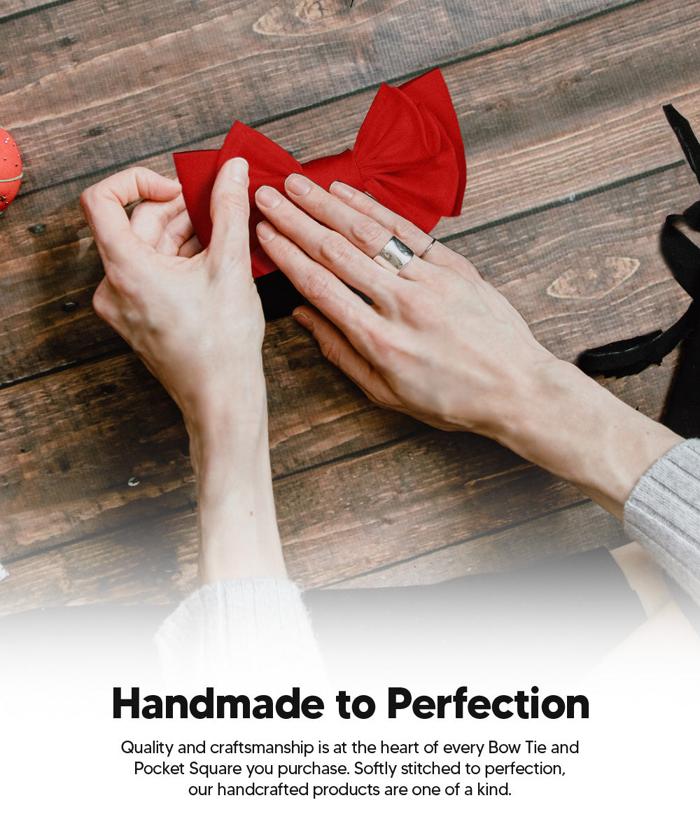 Vittorio Farina Men's XL Solid Satin Bow Tie &amp; Pocket Square in Gift Box