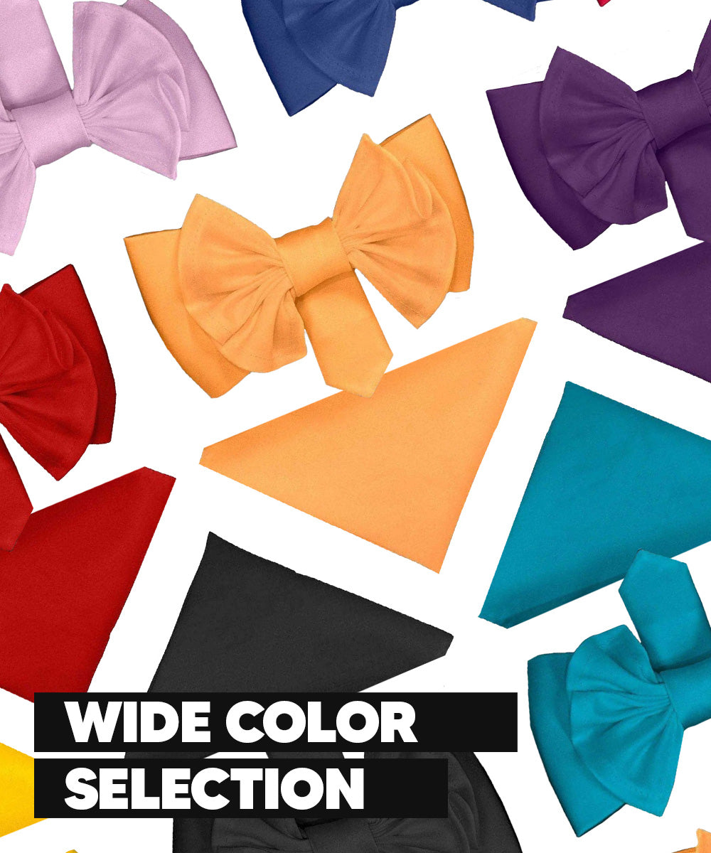 Vittorio Farina Men's XL Solid Satin Bow Tie &amp; Pocket Square in Gift Box