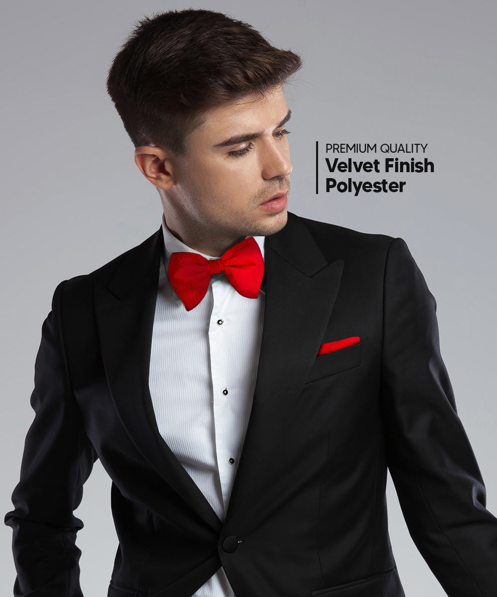 Vittorio Farina Men's Velvet Teardrop Bow Tie &amp; Pocket Square in Gift Box