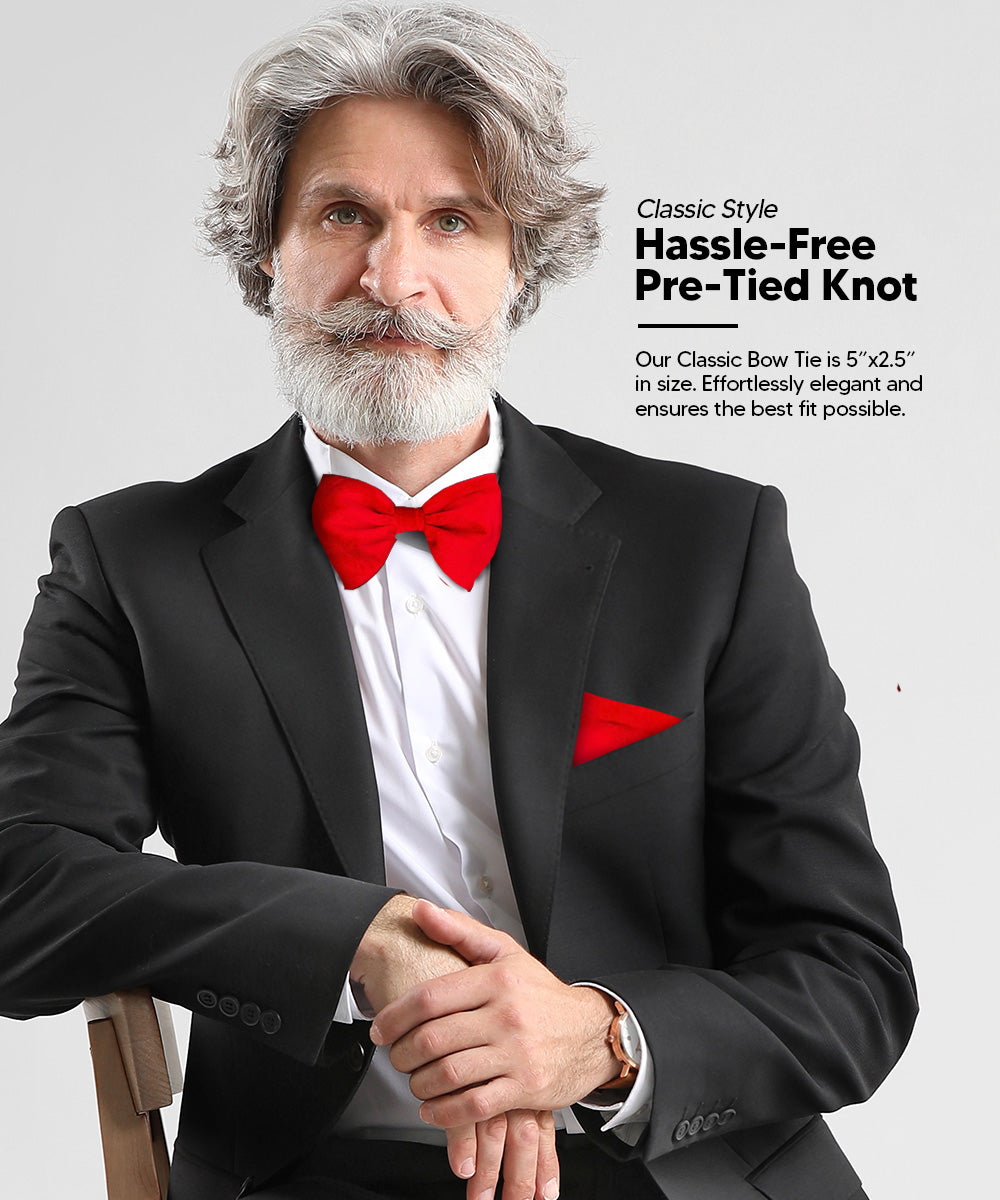 Vittorio Farina Men's Velvet Teardrop Bow Tie &amp; Pocket Square in Gift Box