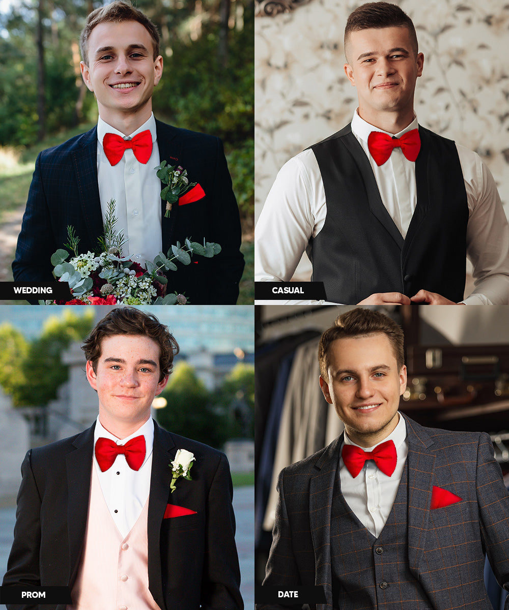 Vittorio Farina Men's Velvet Teardrop Bow Tie &amp; Pocket Square in Gift Box