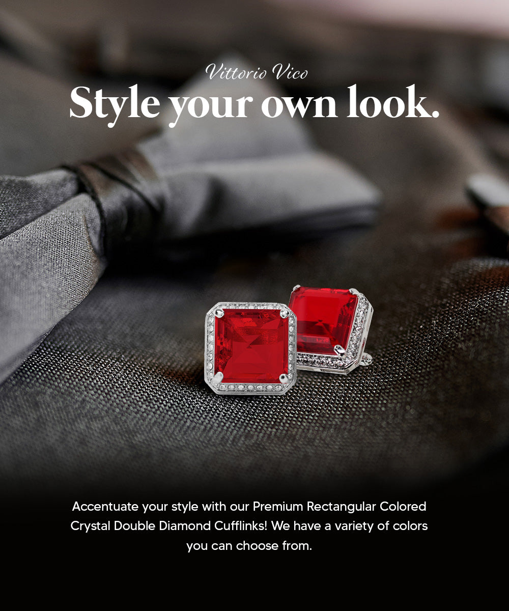 Vittorio Vico Large Big Square Crystal Colorstone Cufflinks: CL 70XX Series