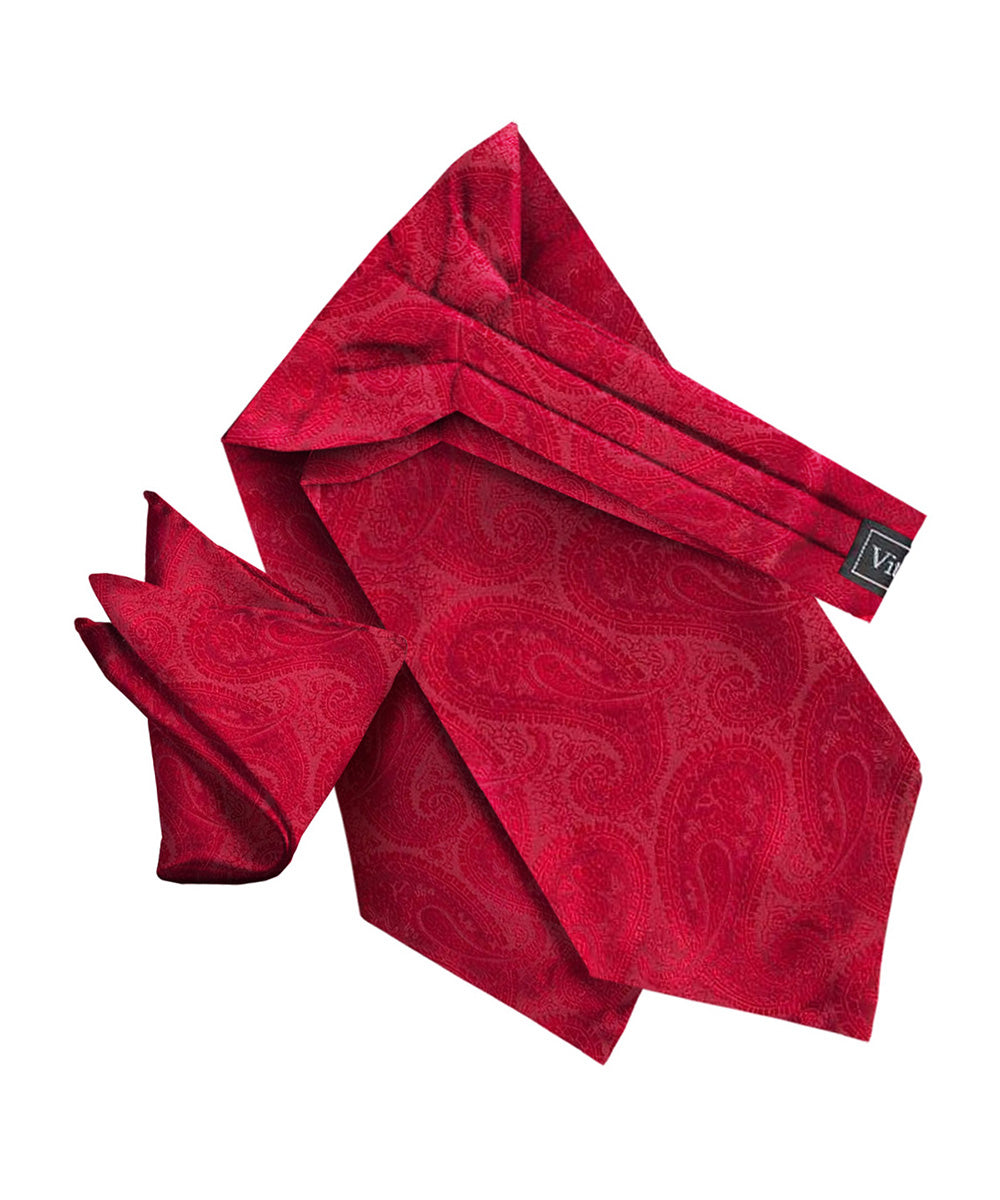 Vittorio Farina Men's Woven Paisley Ascot &amp; Pocket Square