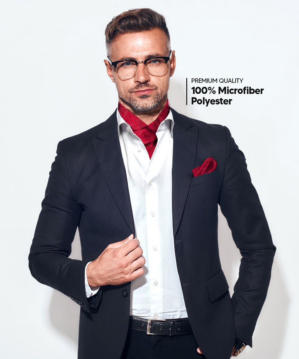 Vittorio Farina Men's Woven Paisley Ascot &amp; Pocket Square