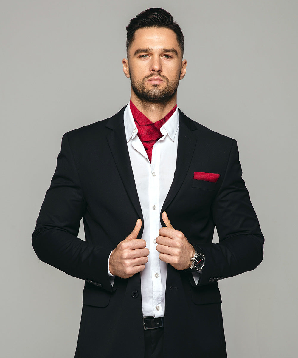 Vittorio Farina Men's Woven Paisley Ascot &amp; Pocket Square