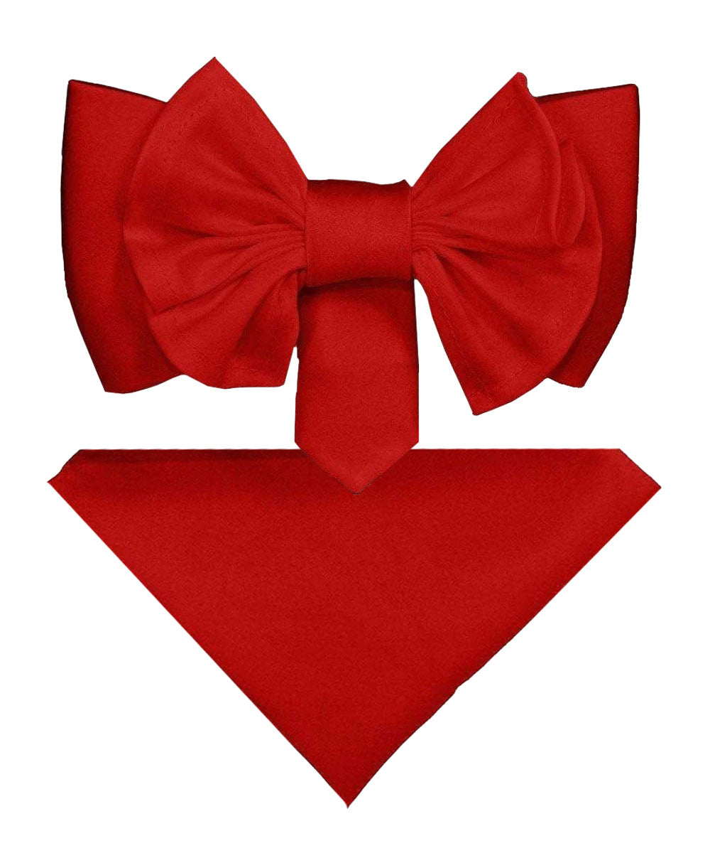 Vittorio Farina Men's XL Solid Satin Bow Tie &amp; Pocket Square in Gift Box