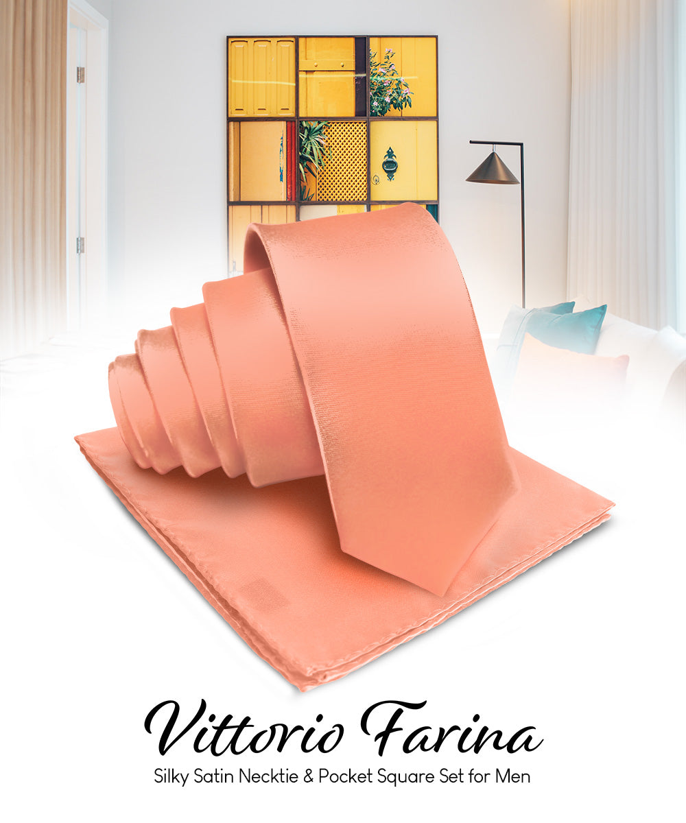 Vittorio Farina Men's Satin Necktie &amp; Pocket Square