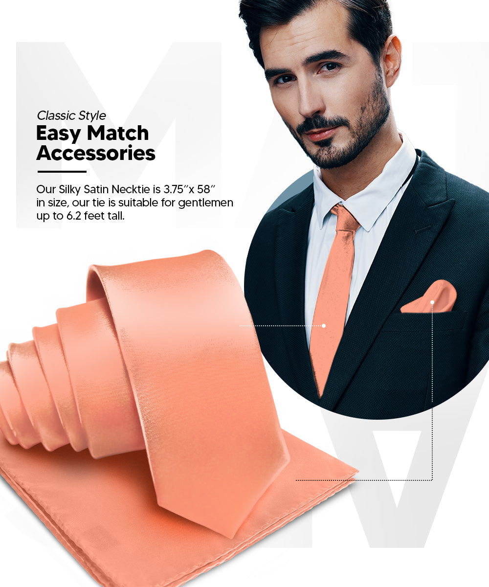 Vittorio Farina Men's Satin Necktie &amp; Pocket Square