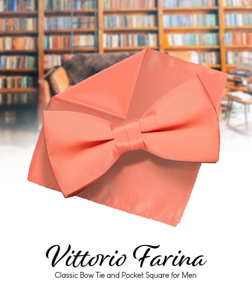 Vittorio Farina Men's Satin Bow Tie &amp; Pocket Square in Gift Box
