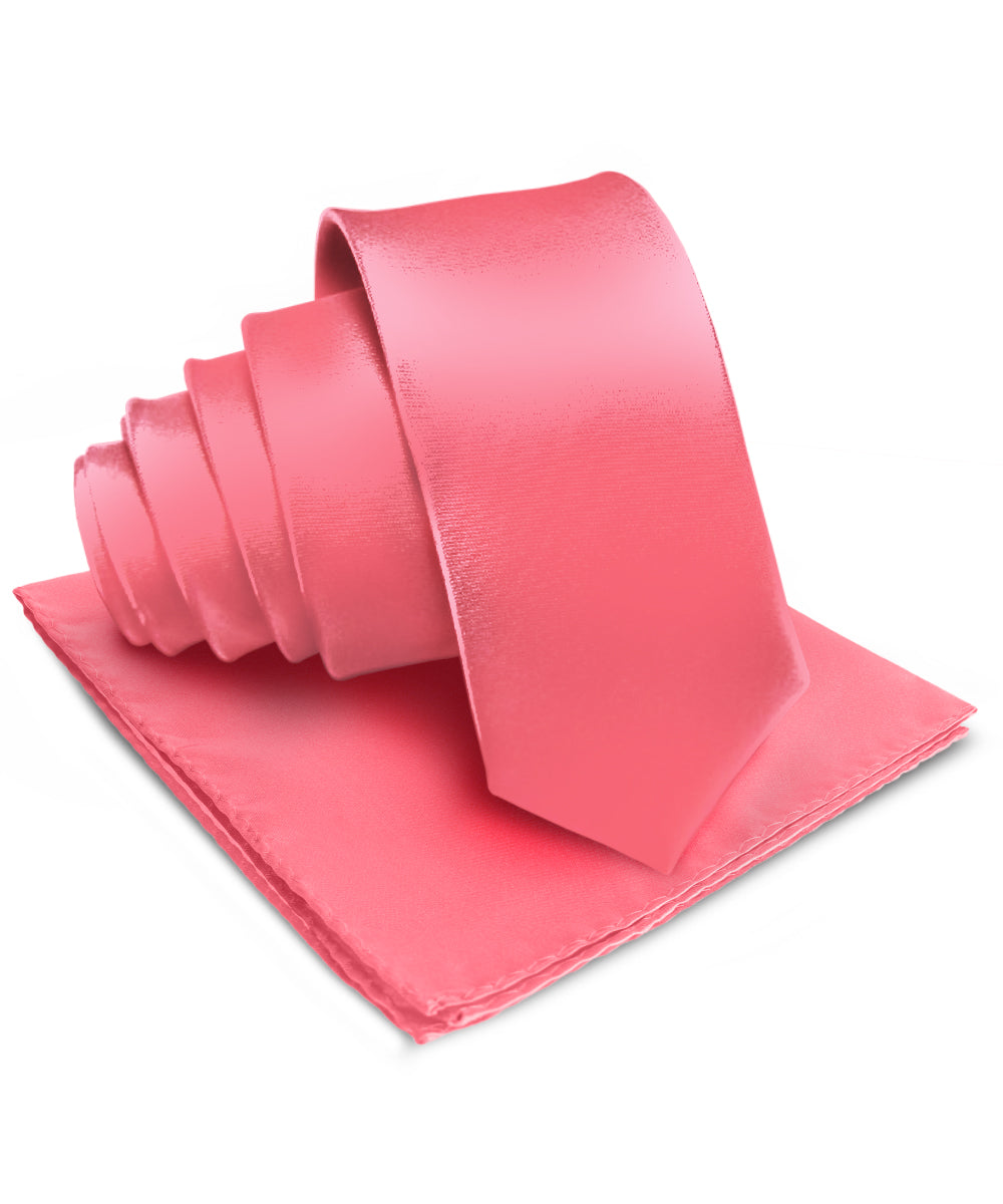 Vittorio Farina Men's Satin Necktie &amp; Pocket Square