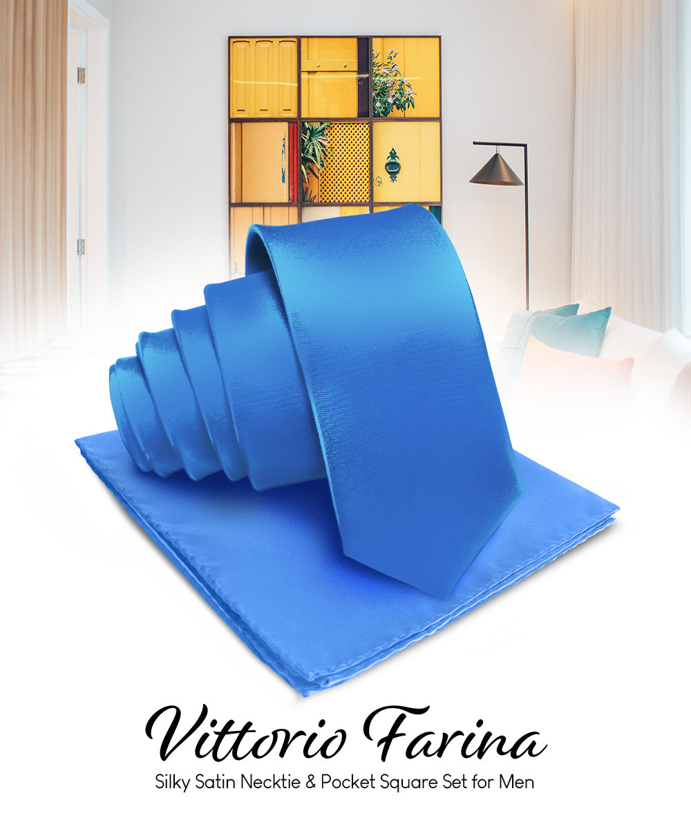 Vittorio Farina Men's Satin Necktie &amp; Pocket Square