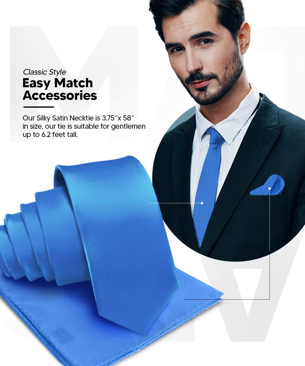 Vittorio Farina Men's Satin Necktie &amp; Pocket Square