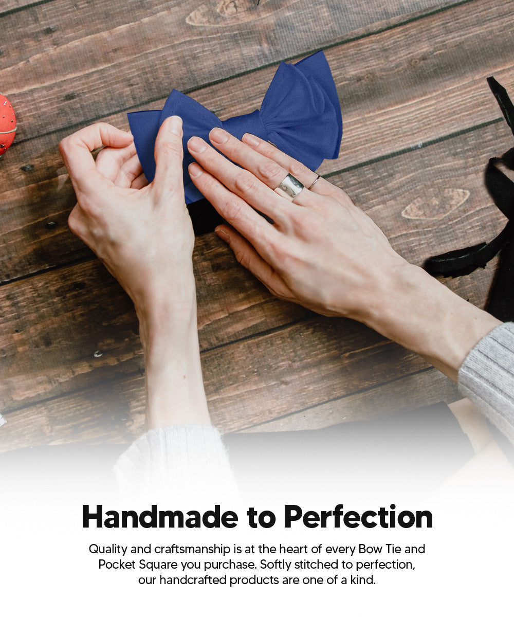 Vittorio Farina Men's XL Solid Satin Bow Tie &amp; Pocket Square in Gift Box