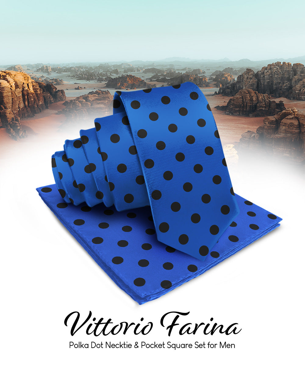 Vittorio Farina Men's Polka Dot Satin Necktie &amp; Pocket Square
