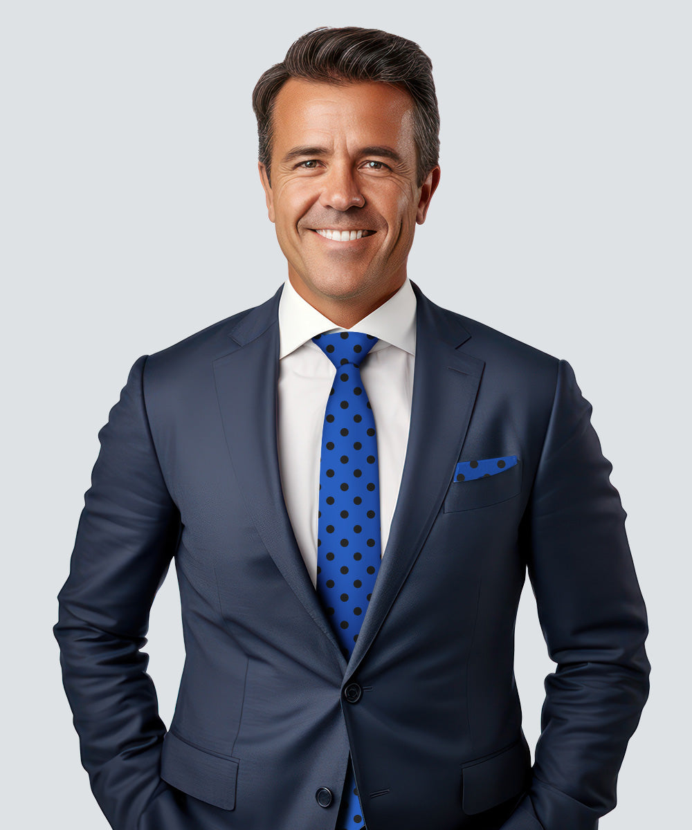 Vittorio Farina Men's Polka Dot Satin Necktie &amp; Pocket Square