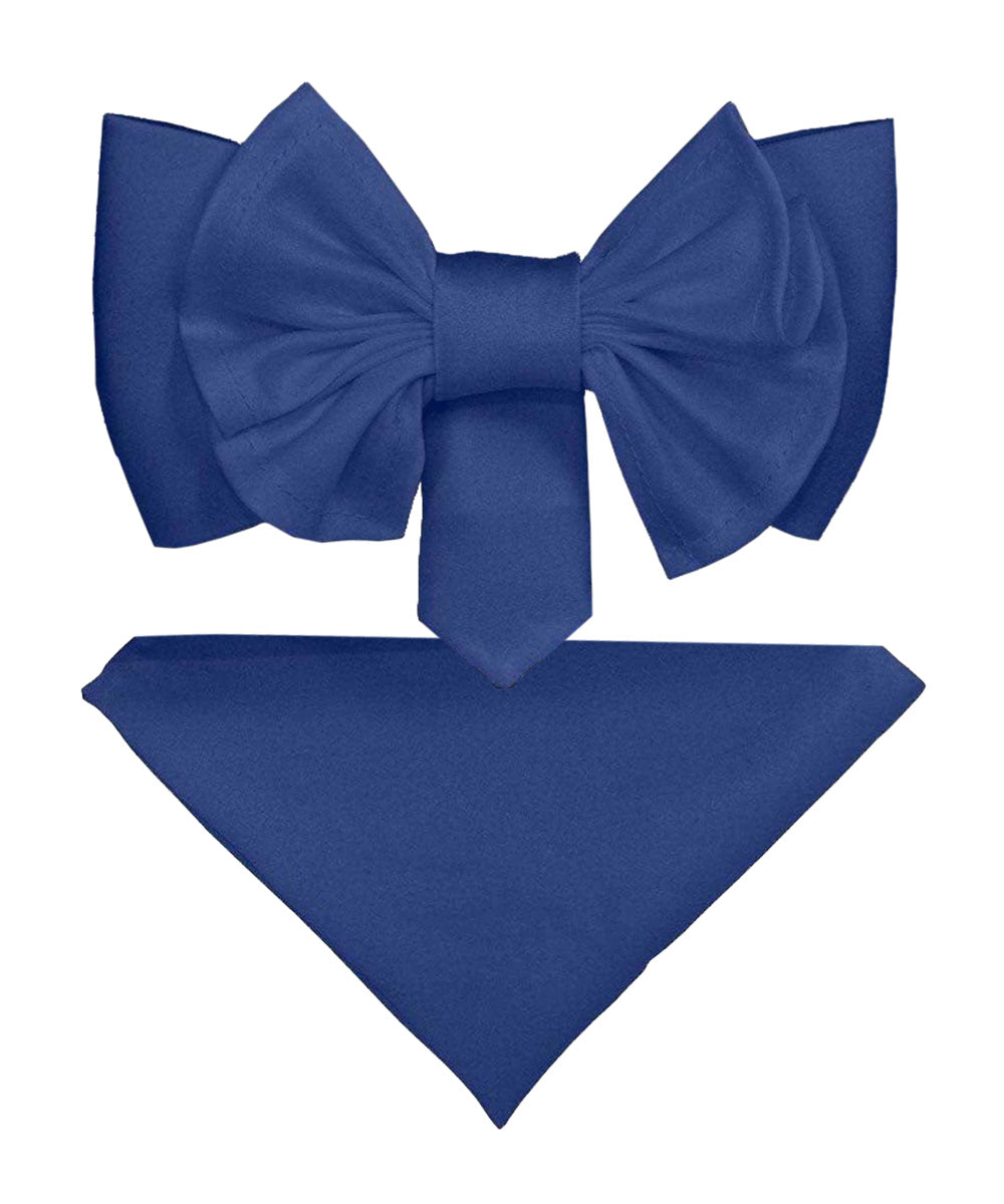 Vittorio Farina Men's XL Solid Satin Bow Tie &amp; Pocket Square in Gift Box
