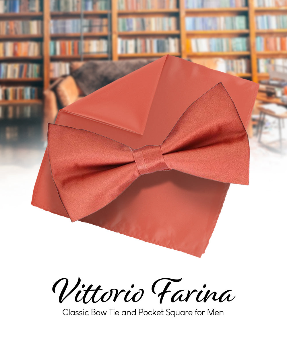 Vittorio Farina Men's Satin Bow Tie &amp; Pocket Square in Gift Box