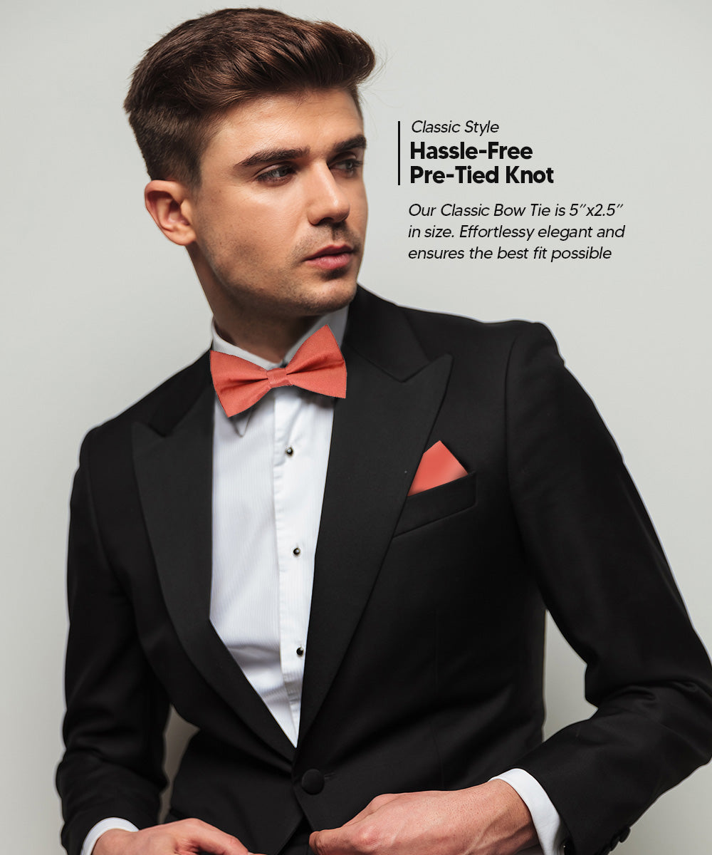 Vittorio Farina Men's Satin Bow Tie &amp; Pocket Square in Gift Box