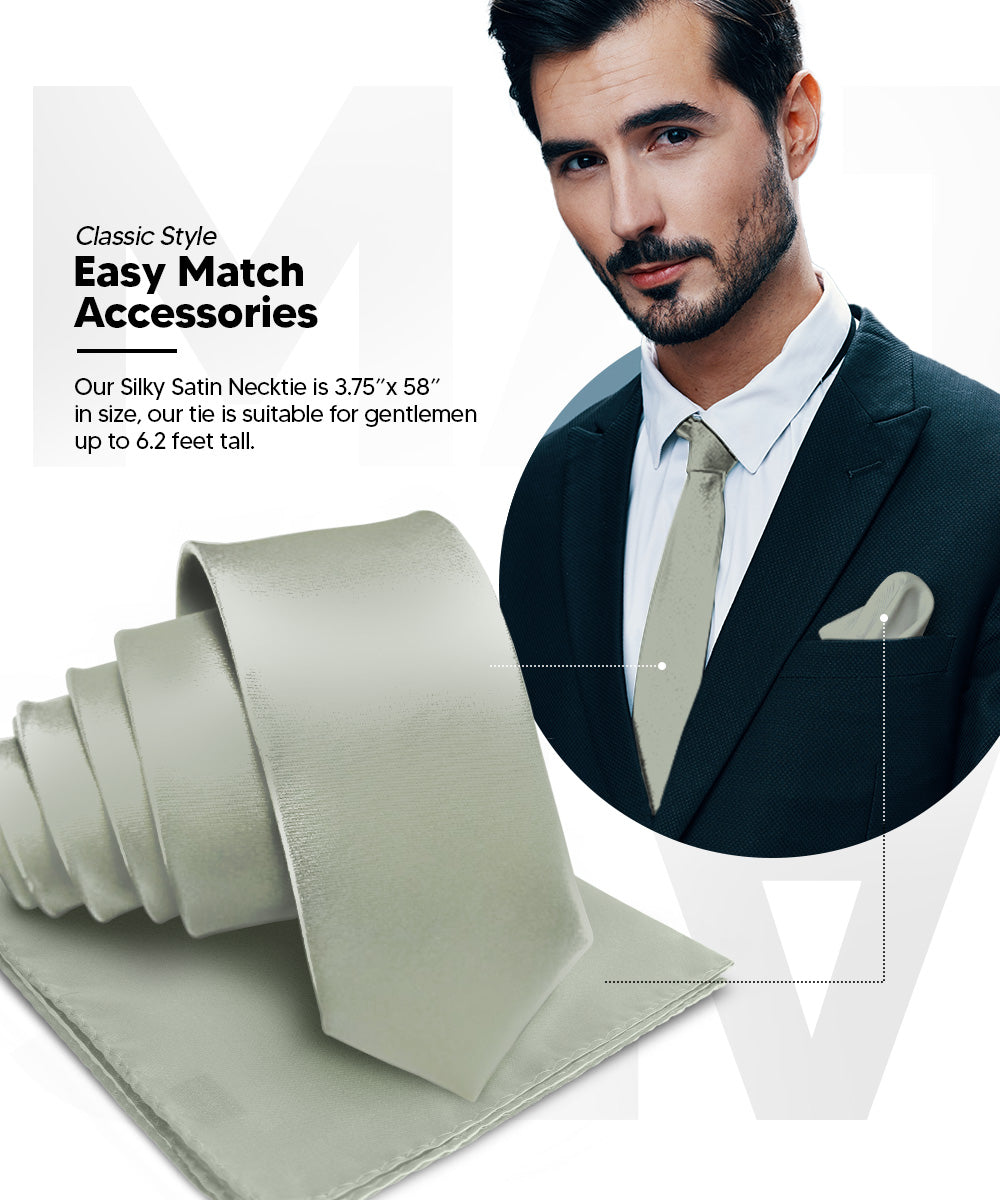 Vittorio Farina Men's Satin Necktie &amp; Pocket Square