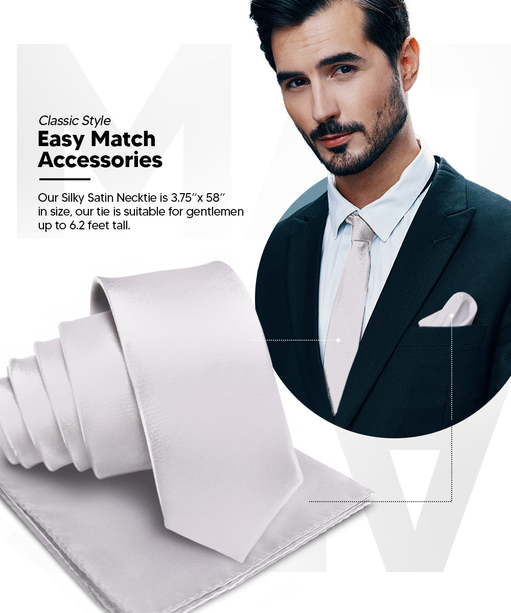 Vittorio Farina Men's Satin Necktie &amp; Pocket Square