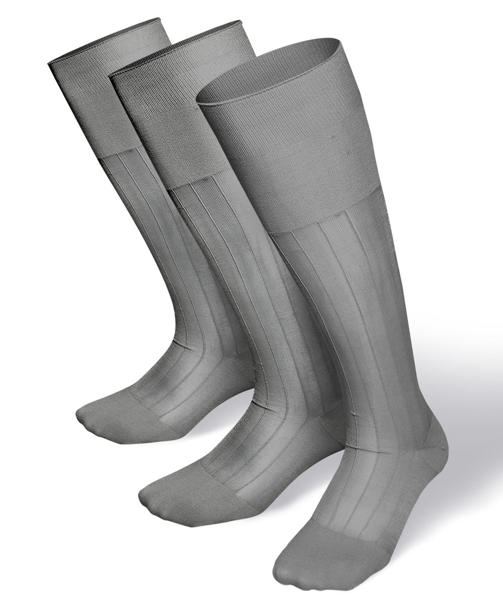 Vittorio Farina Men's Ribbed Shear Nylon Over The Calf Dress Socks